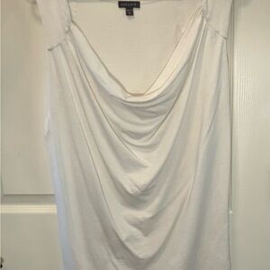 Lilla P White Draped Cowl Neck Tank Top | Women’s Medium | 100% Peruvian Cotton